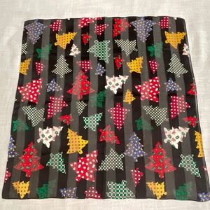 Silk Scarf Christmas Trees Geometric Print Art 21’X21” NWOT